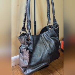 Tignanello Espresso Pebbled Leather Shoulder Bag